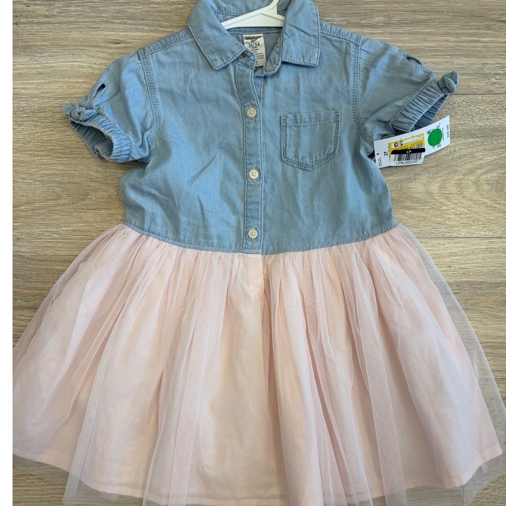 OshKosh Bgosh Toddler Girls 3T Denim and Pink Tulle Tutu Dress LGL130739 SSI